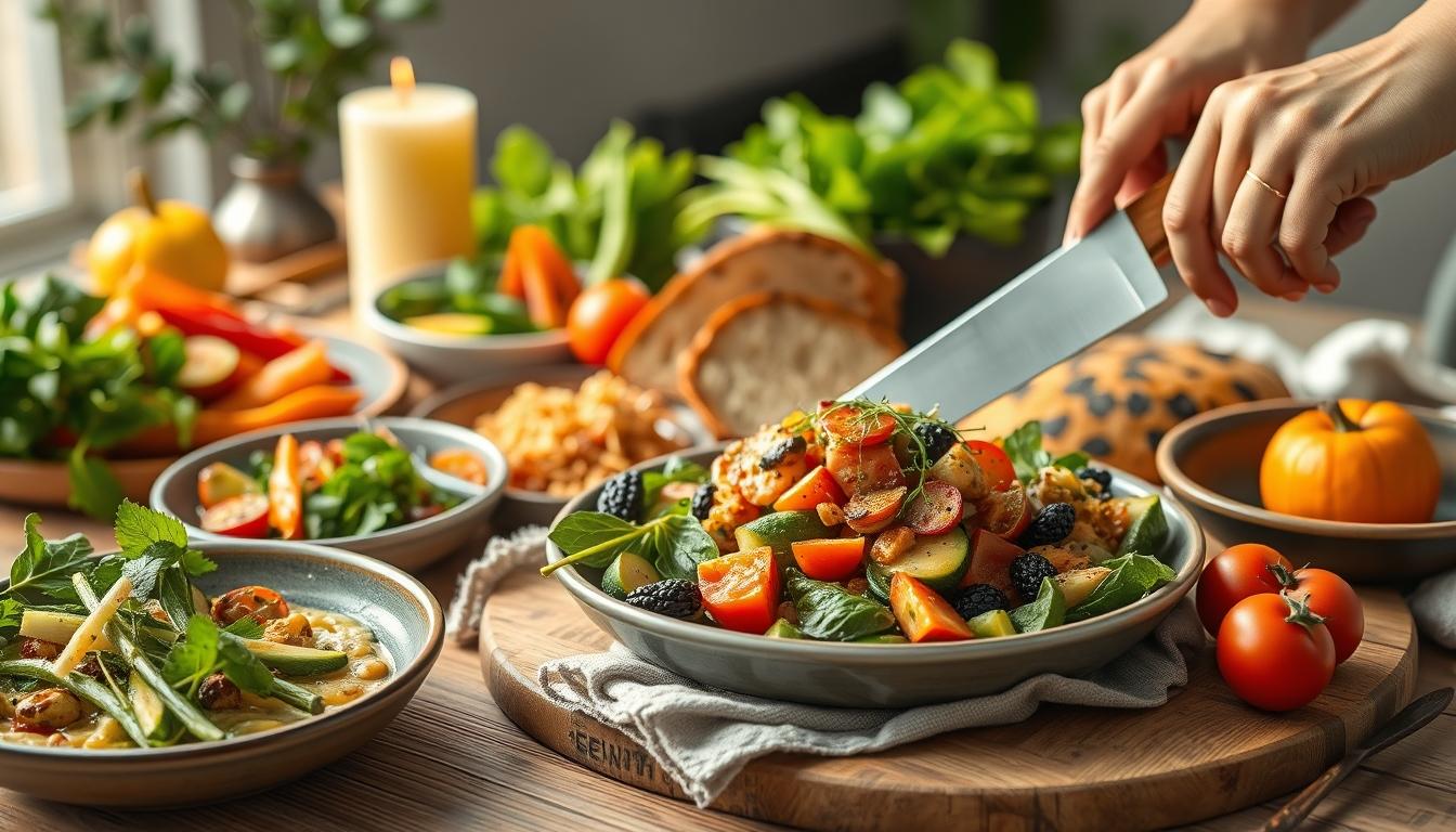 Seasonal meal prepared in a home kitchen